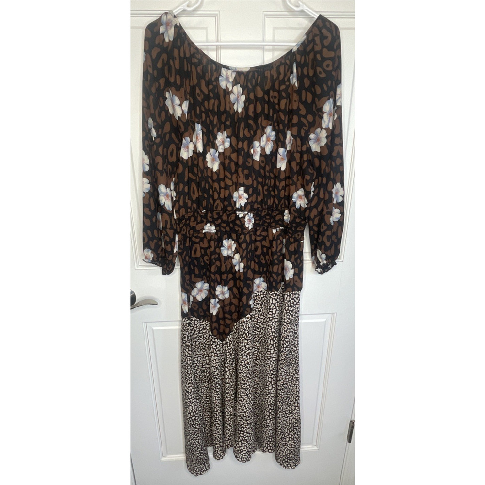 Figueroa & Flower Women's Boho Maxi Dress Sz XL Floral Animal Asymmetrical Hem - Picture 10 of 15